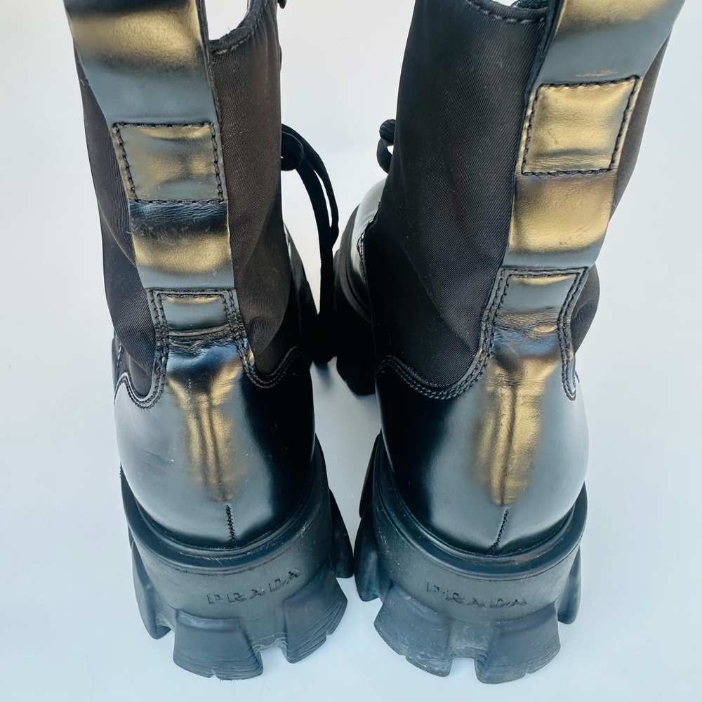 Prada Black Platform Lug-Sole Combat Boots size 39.5 - Picture 11 of 14